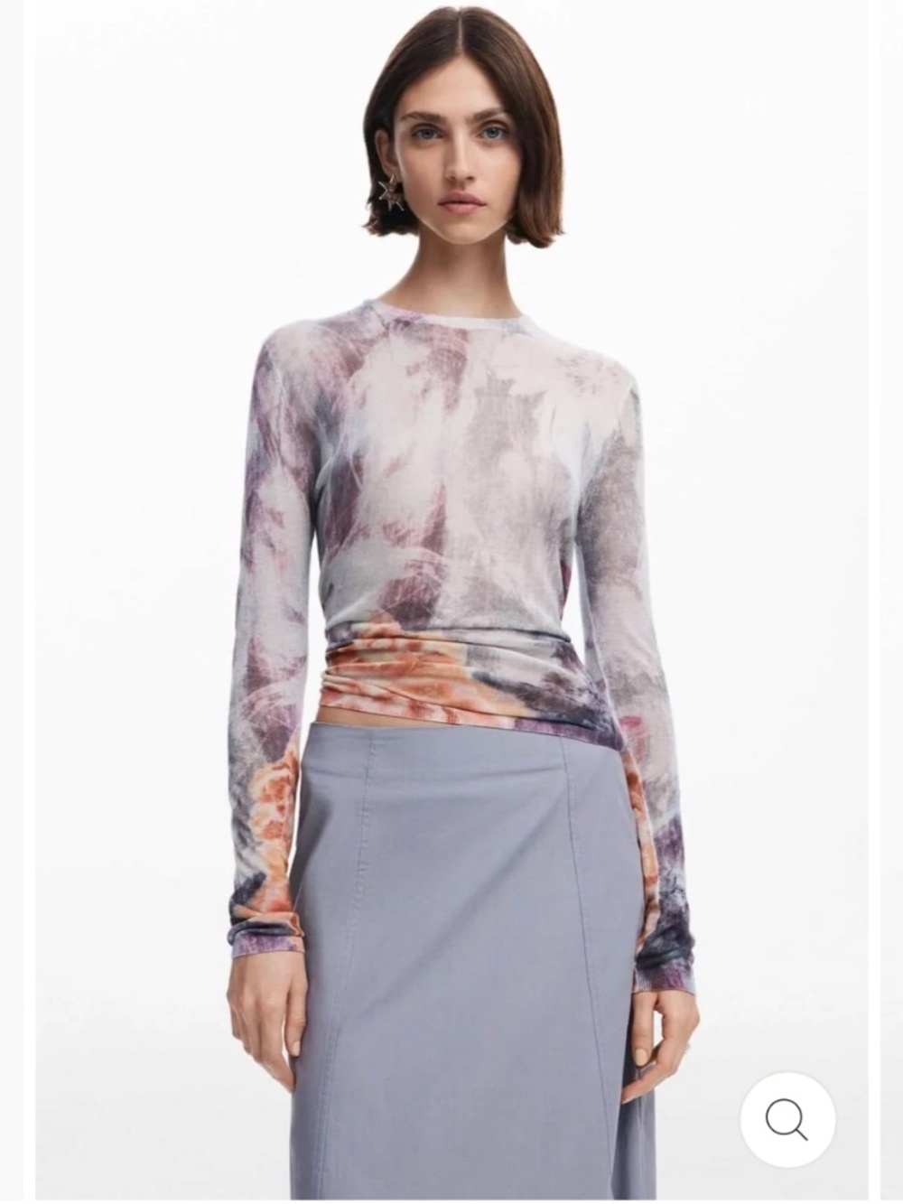 NWOT Desigual Women’s Perkins Neck Sweater Arty in Grey/Purple/Orange Medium